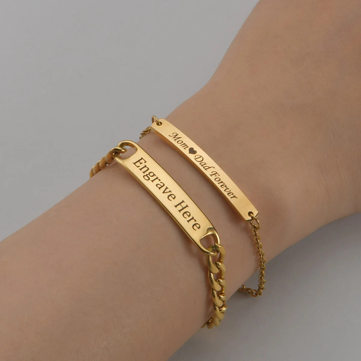 Punk Engrave Name Custom Bracelets