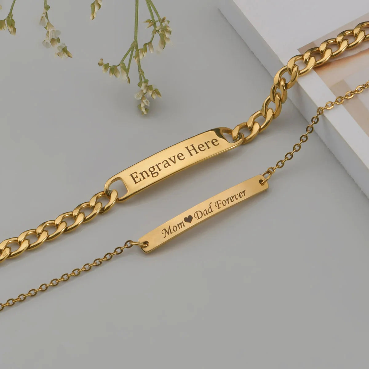 Punk Engrave Name Custom Bracelets
