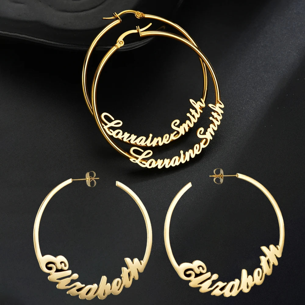 Custom Name Hoop Earrings