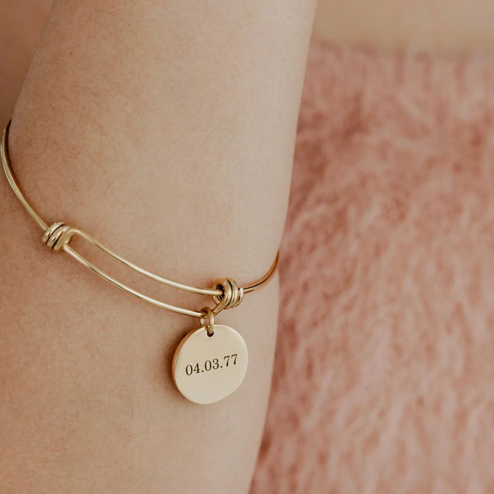 1-4 Names Round Pendant Stainless Steel for Women