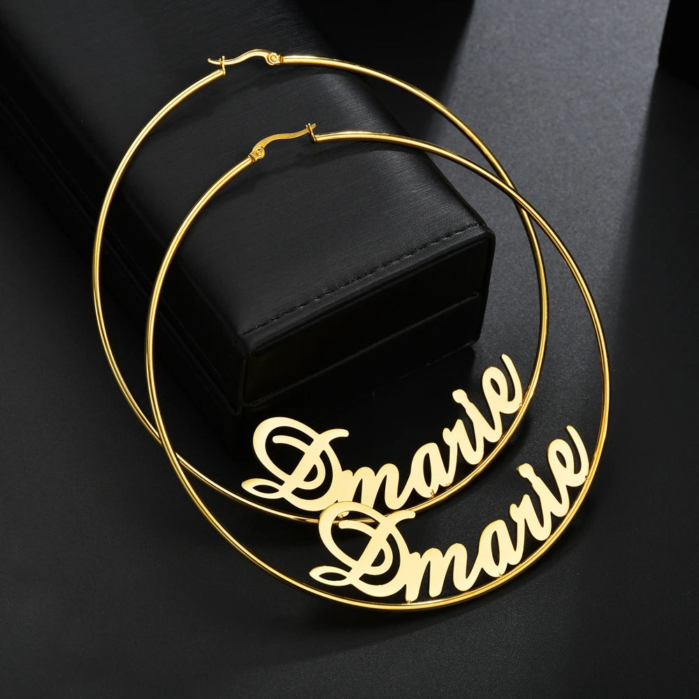 Custom Name Hoop Earrings
