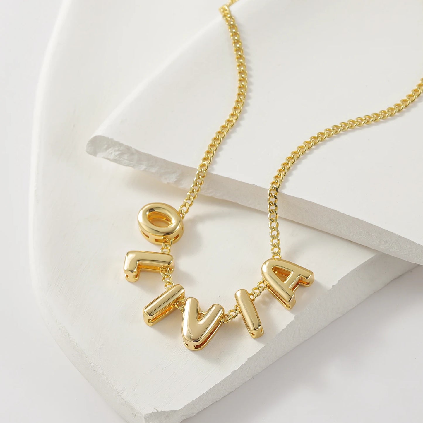 Bubble Letter Pendant Customized Name Necklace for Women