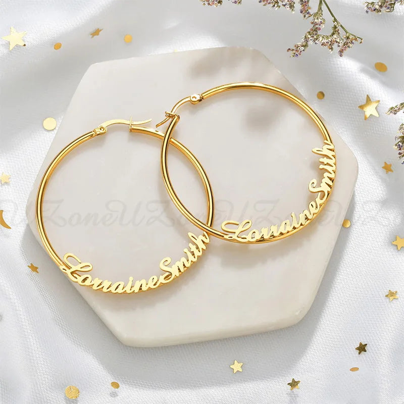 Custom Name  Hoop Earrings